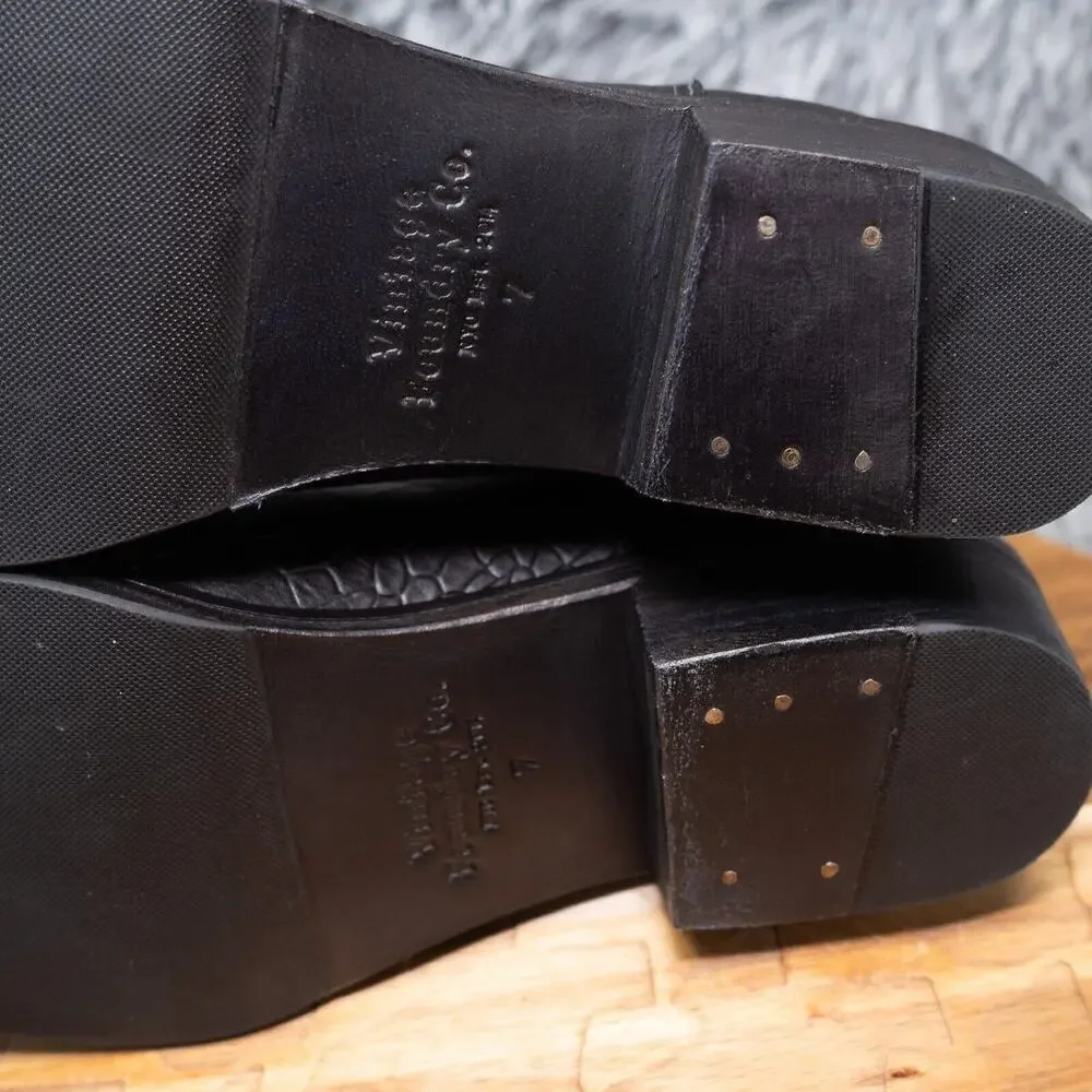 Vintage Foundry‎ Co Main Boot Black Leather Croc Embossed Size 7